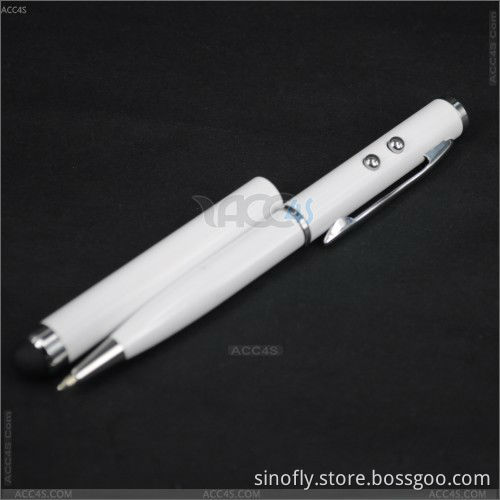 4 in 1 Touch Screen Stylus Ballpoint Pen with Laser Pointer, White LED Light for Samsung iPhone